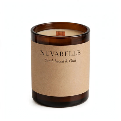 Nuvarelle Noir Oud - Sandalwood & Oud Woodwick Candle