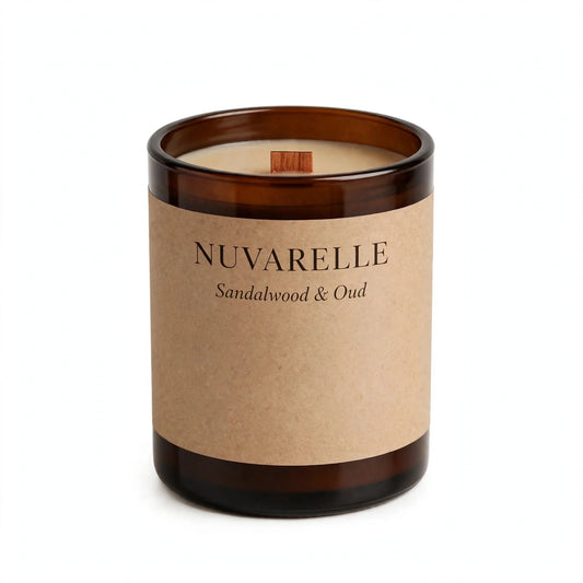 Nuvarelle Noir Oud - Sandalwood & Oud Woodwick Candle