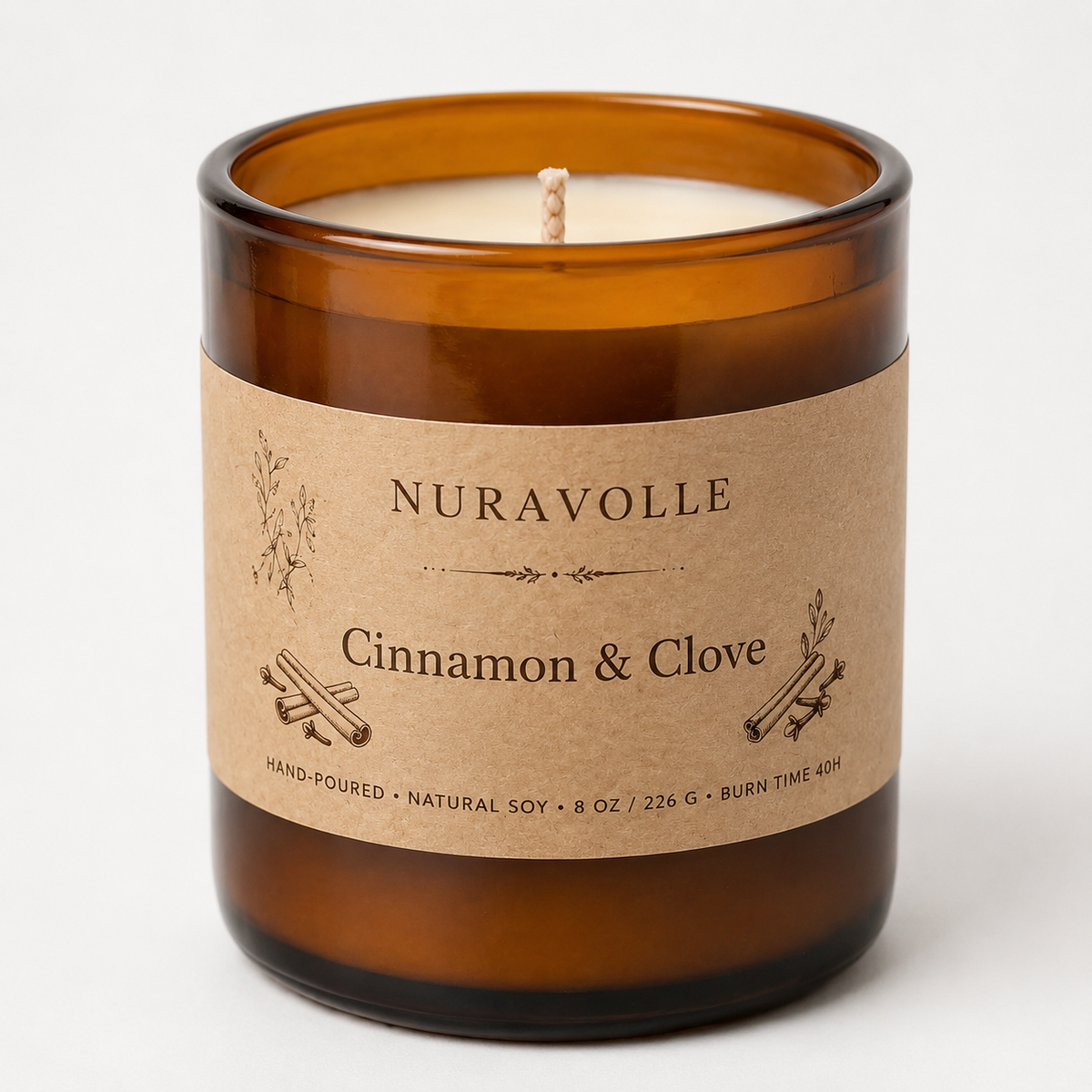 Nuravolle Spiced Ember - Cinnamon & Clove Candle