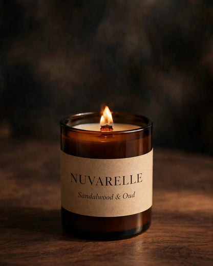 Nuvarelle Noir Oud - Sandalwood & Oud Woodwick Candle